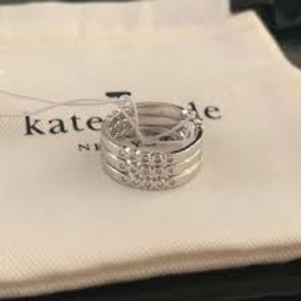 Kate Spade Silver Ring with Crystal Accents